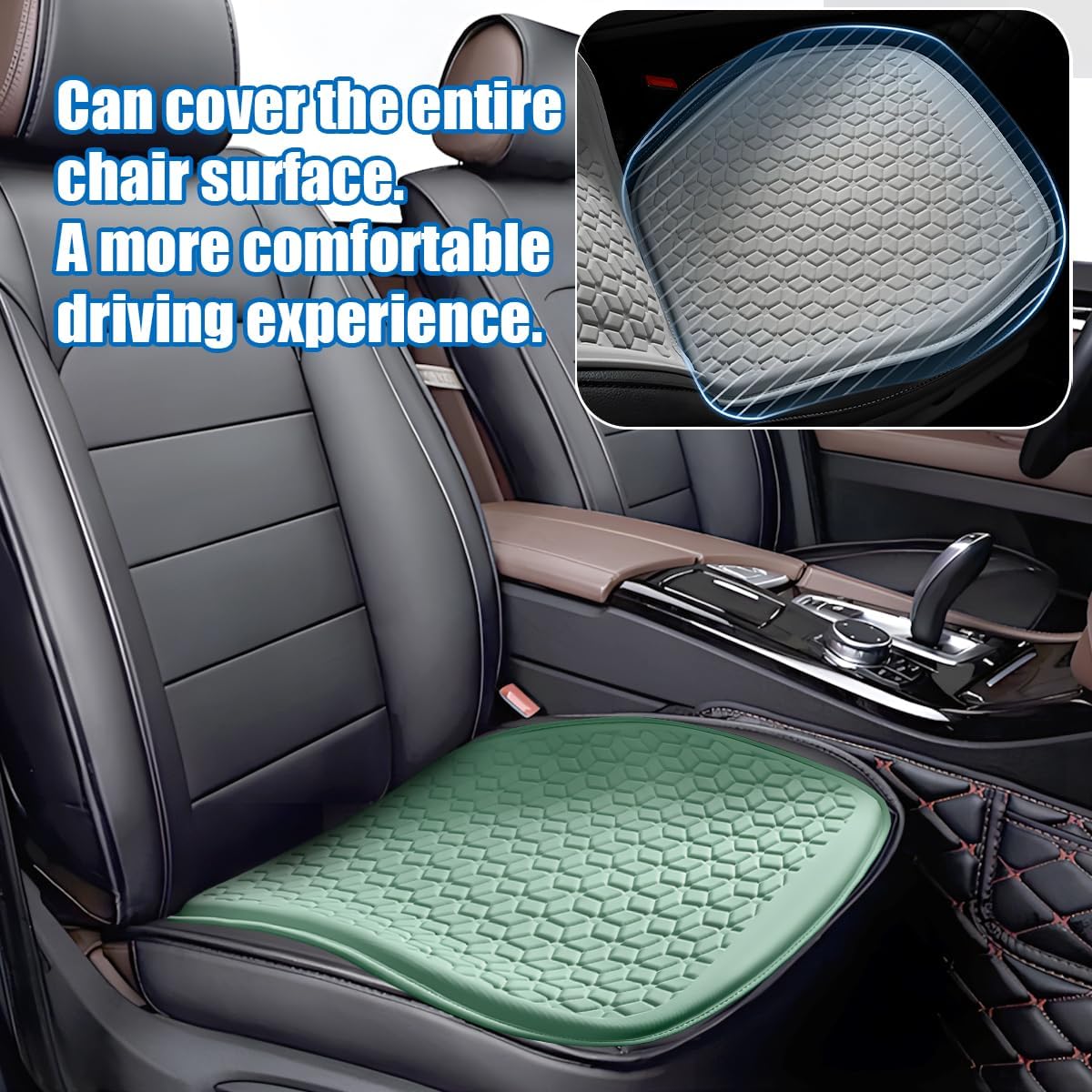 Zpana Gel Car Seat Cushion, Non-Slip Breathable Pad for Driving, Green