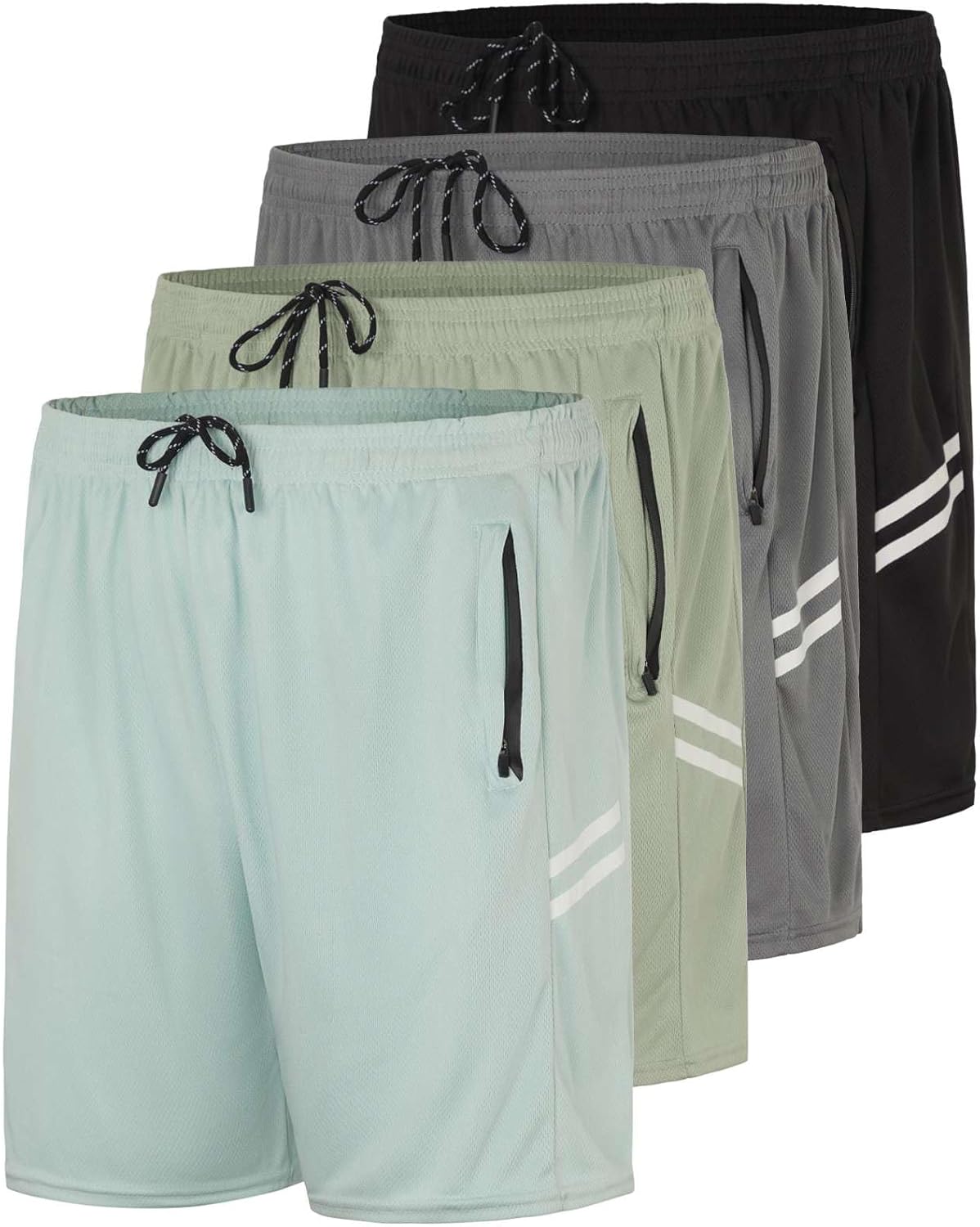 Real Essentials Men's Mesh 7" Athletic Zipper Shorts - Comfortable Workout & Gym Wear | Big & Tall Available