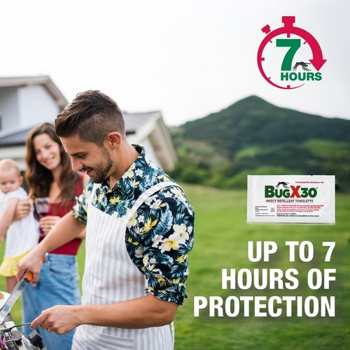 CoreTex Bug X 30 Mosquito & Tick Repellent Wipes - 25 Pack with 30% DEET for 7 Hours of Protection