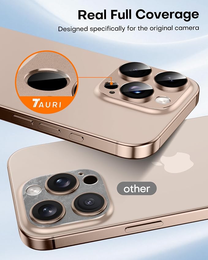 TAURI 2 Pack for iPhone 16 Pro Max/16 Pro Camera Lens Protector, Full Coverage