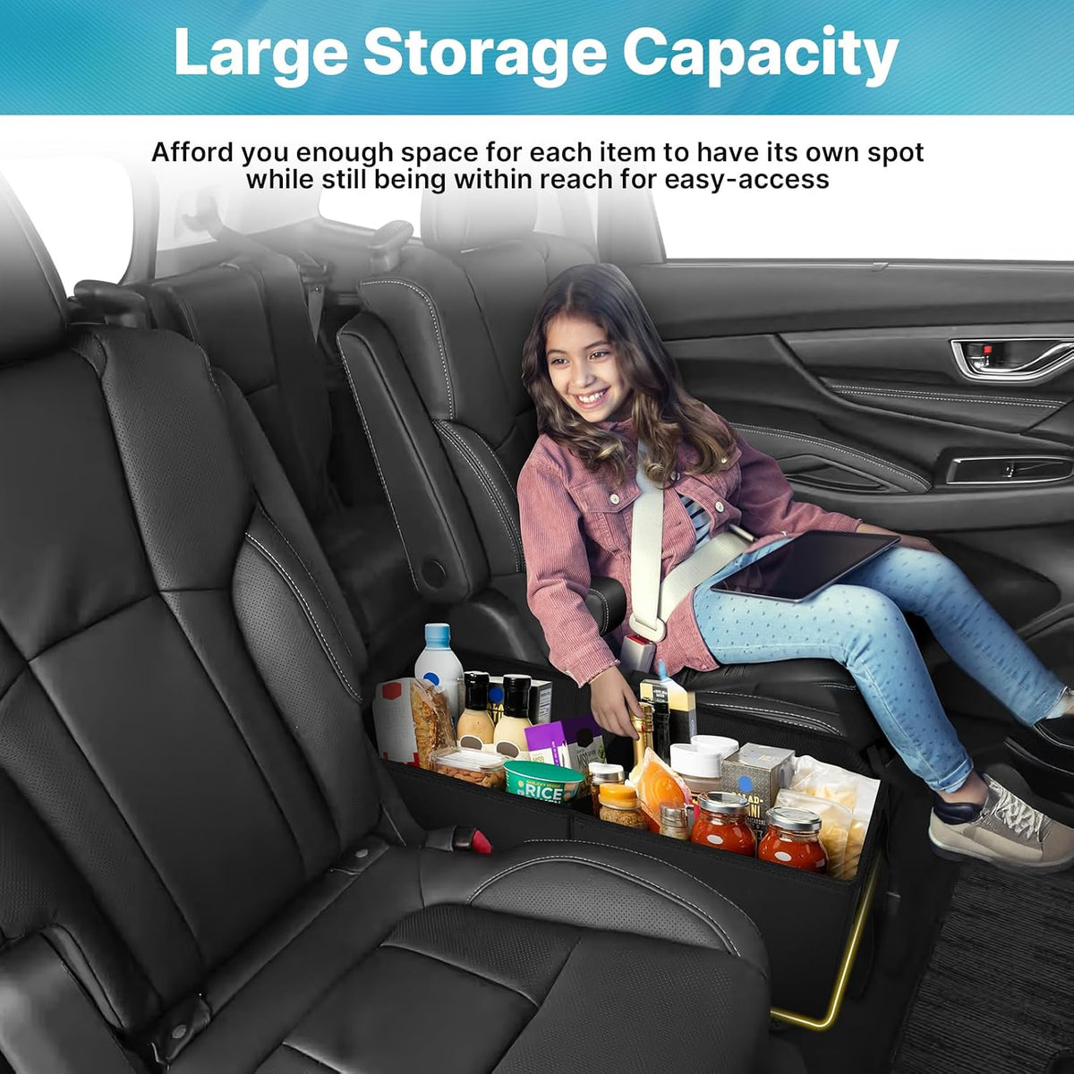 Mixsuper Liner Car Seat Organizer for Subaru Ascent 2019-2026, Console Organizer Backseat Box for Subaru Ascent, Dog Foldable Storage Bin Collapsible Box Supplies Travel Accessories