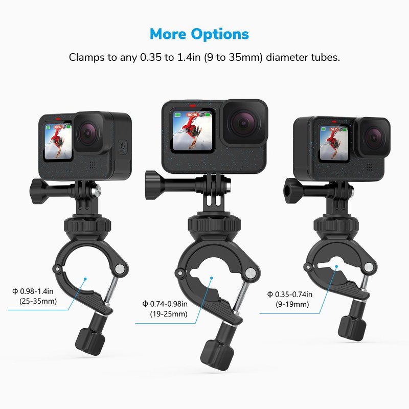Sametop Handlebar Bike Pole Mount Motorcycle Clamp Mount Compatible with GoPro Hero 13 12 11 10 9 8 7 6 5 Session DJI Action Cameras - 360 Degree Rotation
