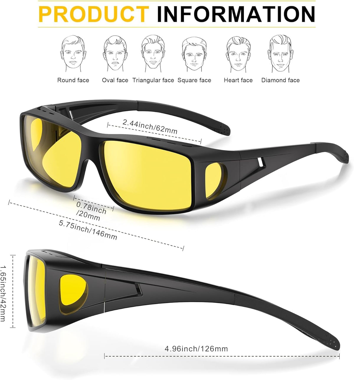 Skiennix Night Driving Glasses - HD Anti-Glare Wraparound Design for Enhanced Vision & Comfort