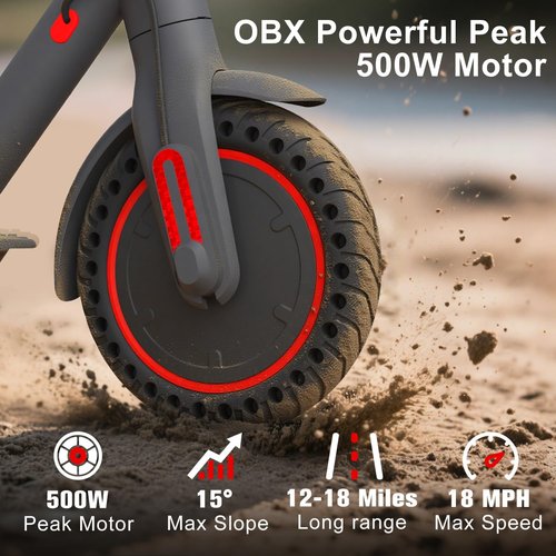 **Skiennix Electric Scooter - 500W Power, 18MPH Speed, 12-18 Miles Range, Foldable Design, Dual Braking**