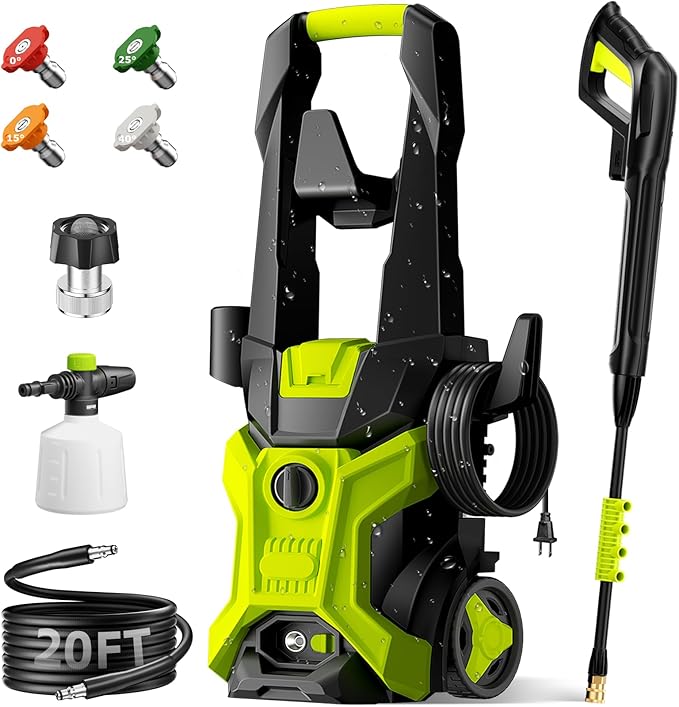 Pressure Washer, Portable Power Washer, 2026 Upgraded 4 Quick Connect Nozzles – High Pressure Cleaning Machine for Car, Driveway, Patio, Fence & Home Cleaning and More