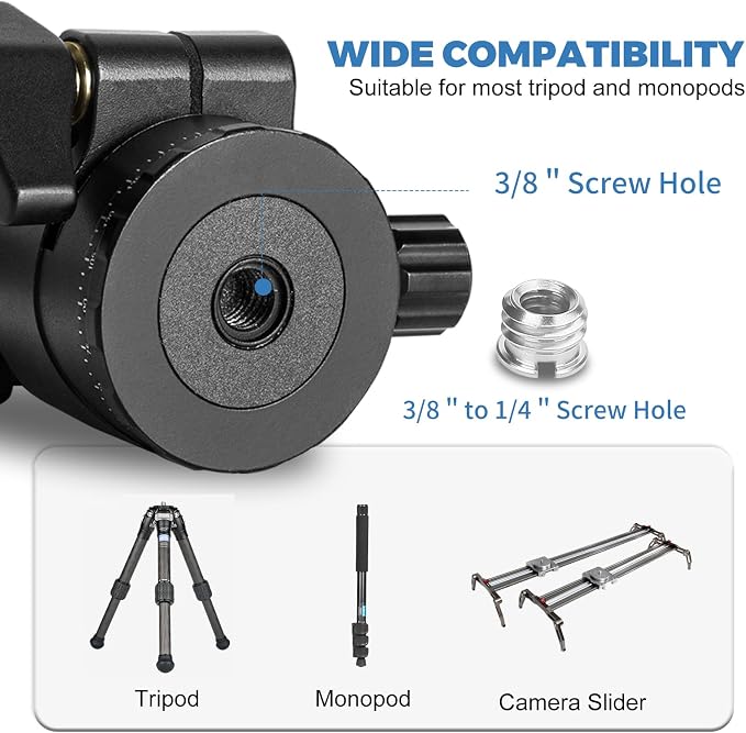 CAVIX Tripod Ball Head with 1/4" Arca Swiss Quick Release Plate Aluminium