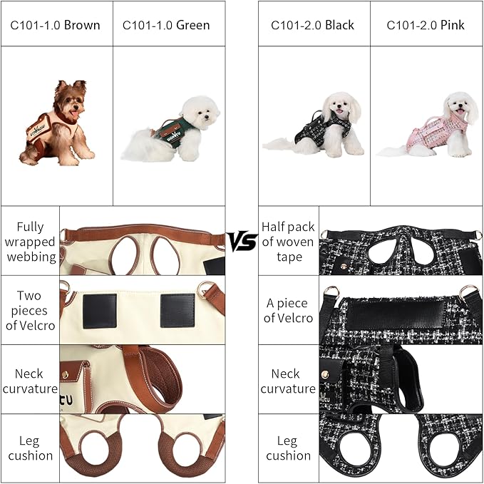 Dog Lift Harness Dog Carrier Dog VES Harness Adjustable Dog Leash with Small Puppy Treat Bag（Black,L）