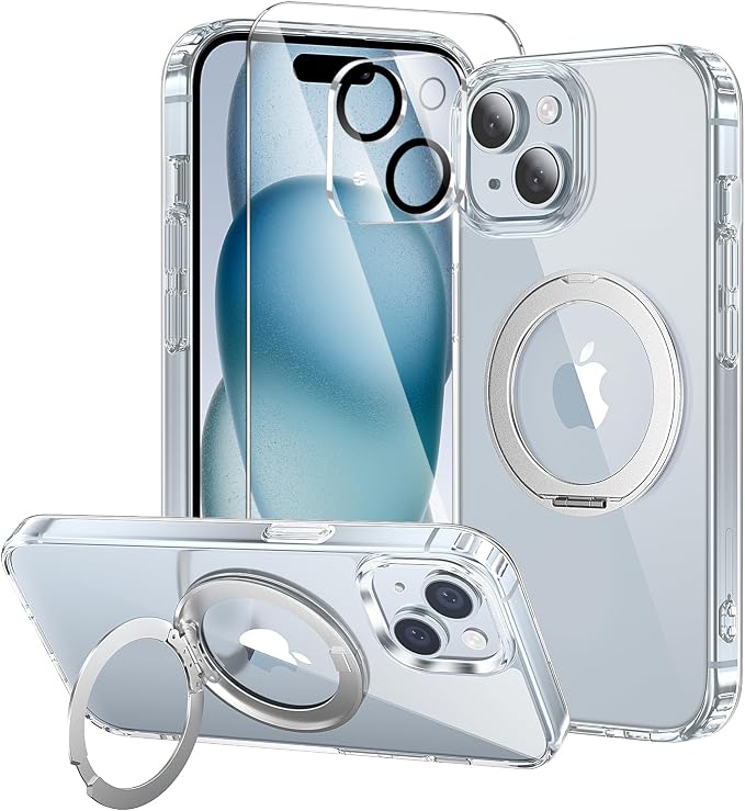 toushion 3 in 1 for iPhone 15 Plus Case Stand |Build in Kickstand, Screen
