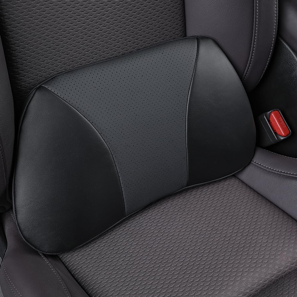 1p Memory Foam Lumbar Support Pillow for car Lower Back Pain Relief - Back Cushion for Driving, Chair Support for Car-Office Chair（Black）