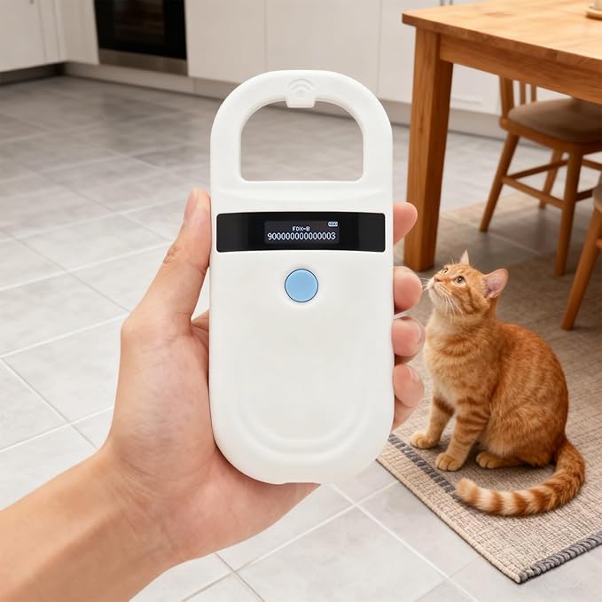Pet Microchip Reader, Handheld Scanner with OLED Display, Compatible with Emid Fdx-B, Up to 5.9 in