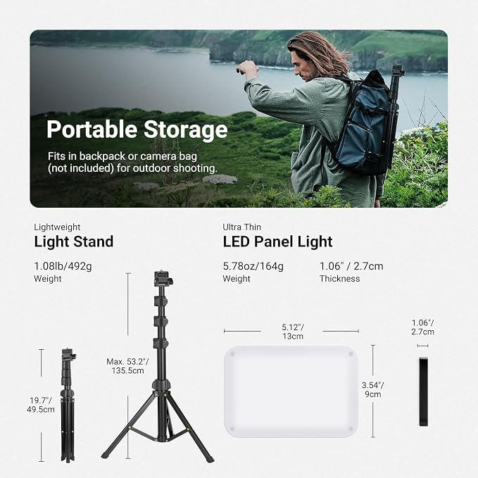 NEEWER Basics 2 Pack LED Video Light Panel Lighting Kit, 6.2" Dimmable Portable