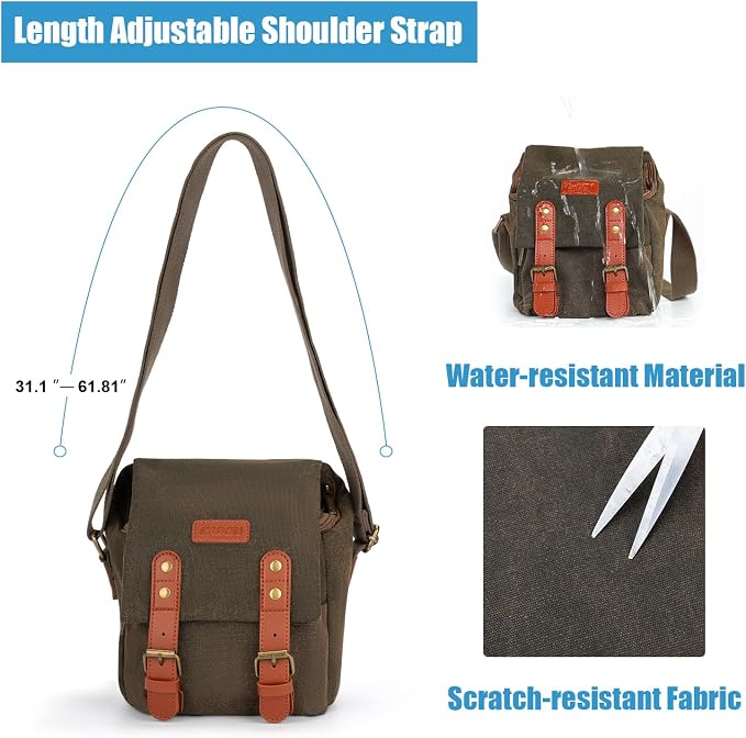 CADeN Compact Camera Bag Case Canvas Leather Trim Compatible