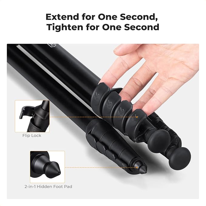 K&F CONCEPT 63" Aluminum Travel Tripod