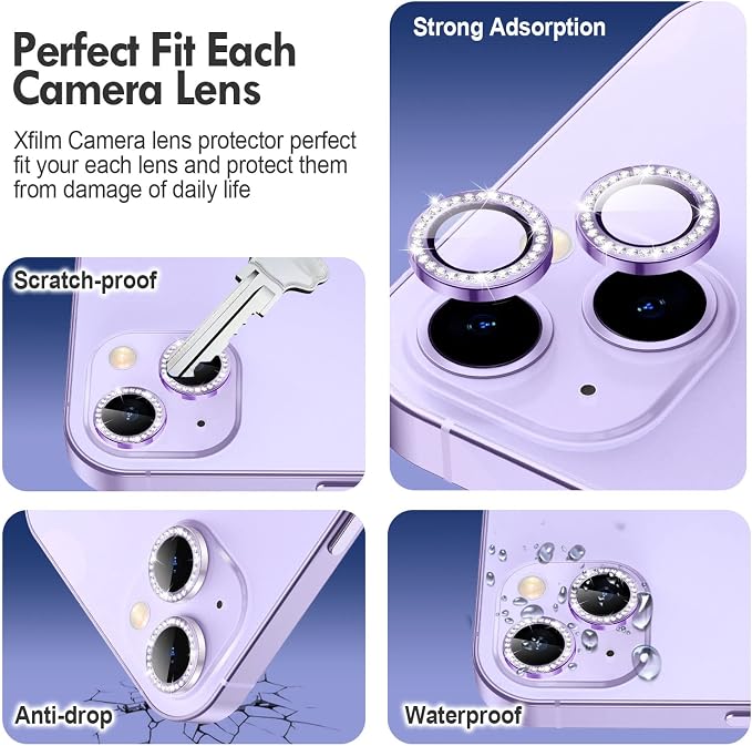 for iPhone 14 / iPhone 14 Plus Camera Lens Protector Bling, 9H Hardness