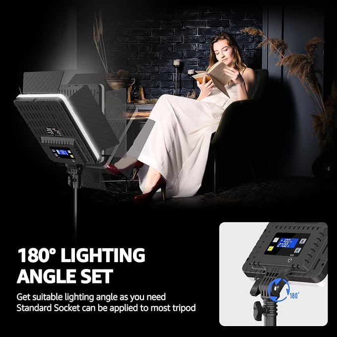 NiceVeedi 36W Photography Lighting, Bi-Color Studio Light, CRI 95+, Dimmable AC