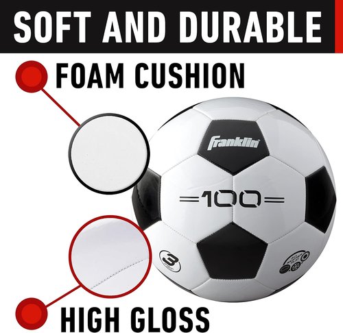 Franklin Sports Soccer Balls - Youth & Adult Sizes 3, 4, 5 | Single & Bulk Packs - Classic Black & White