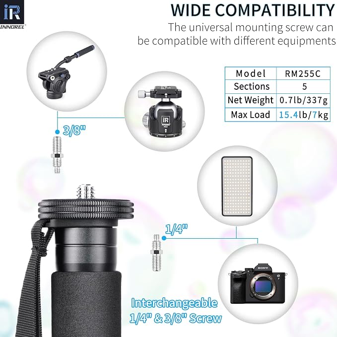 Carbon Fiber Camera Monopod INNOREL RM255C Professional Portable Compact