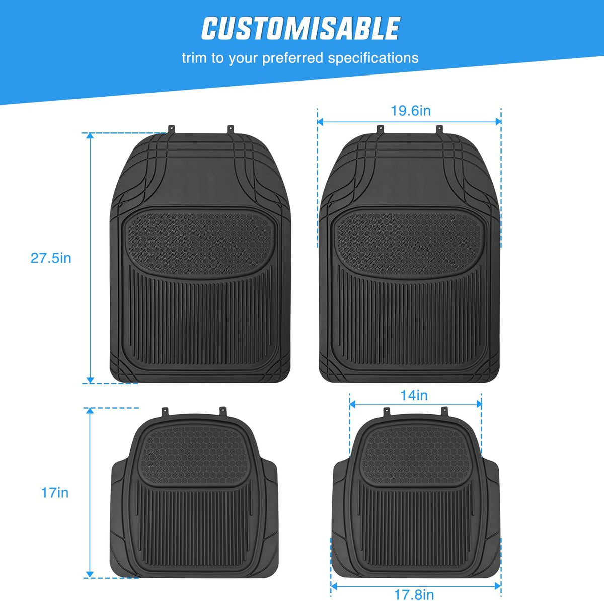 Nilight PVC Floor Mats for Cars Trucks SUVs,Universal Trim to fit for Most Vehicles,All Weather Protection Heavy Duty Floor Liners,Pack of 4