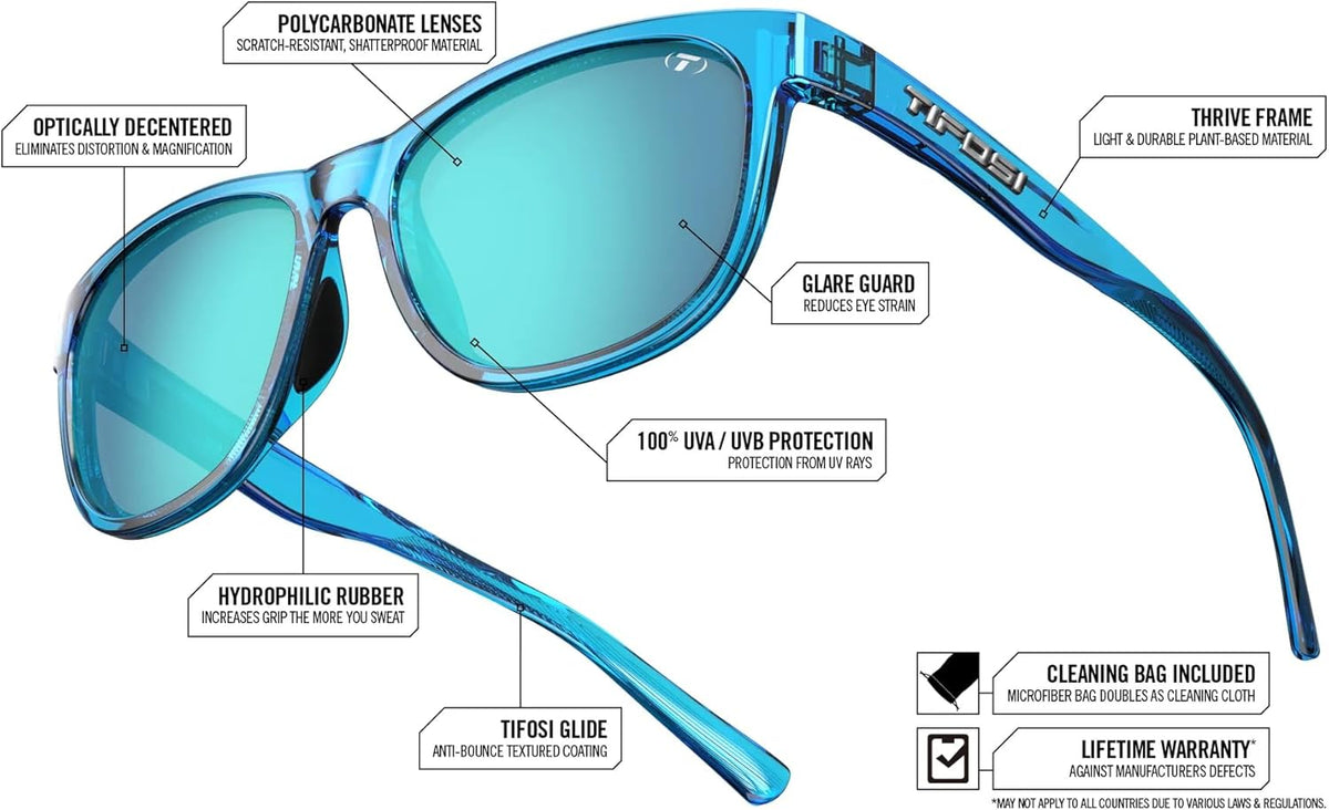 Tifosi Swank Sport Sunglasses - Tangle-Free Design for Cycling, Golf, Hiking & Running | Stylish & Versatile