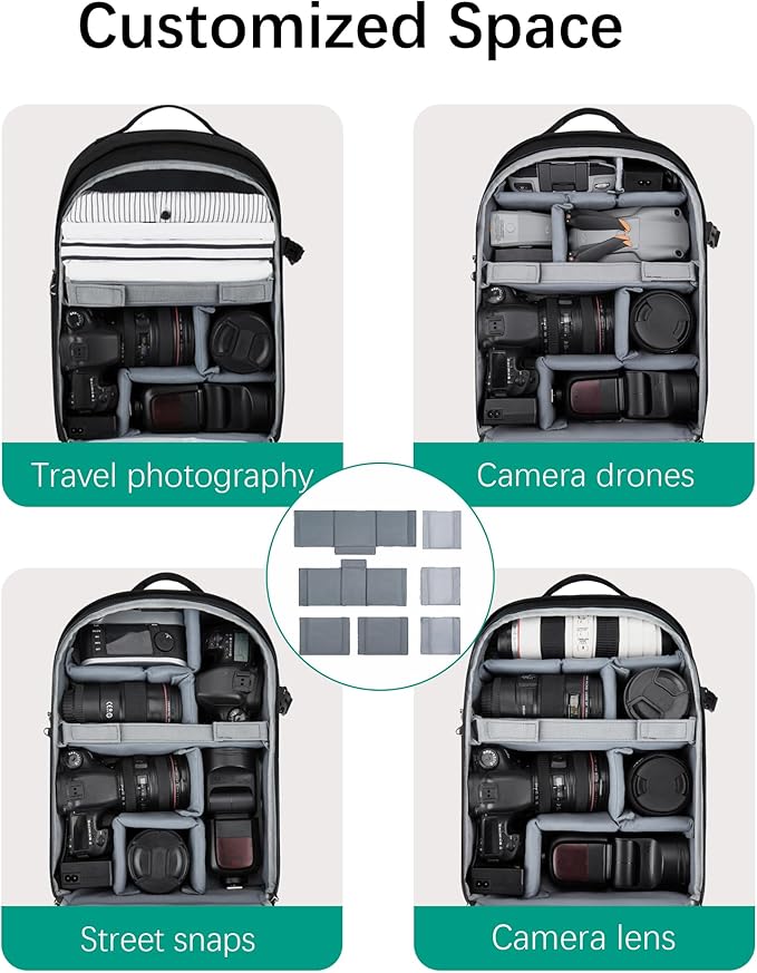 BAGSMART Camera Backpack, DSLR SLR Camera Bag Backpack Fits 15.6 Inch Laptop