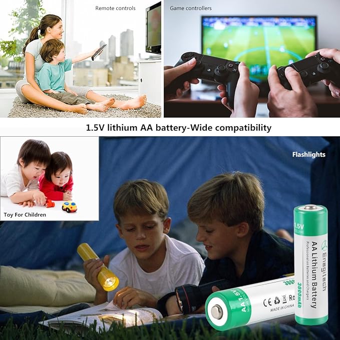 Enegitech AA Lithium Battery, Double A Lithium Battery 1.5V