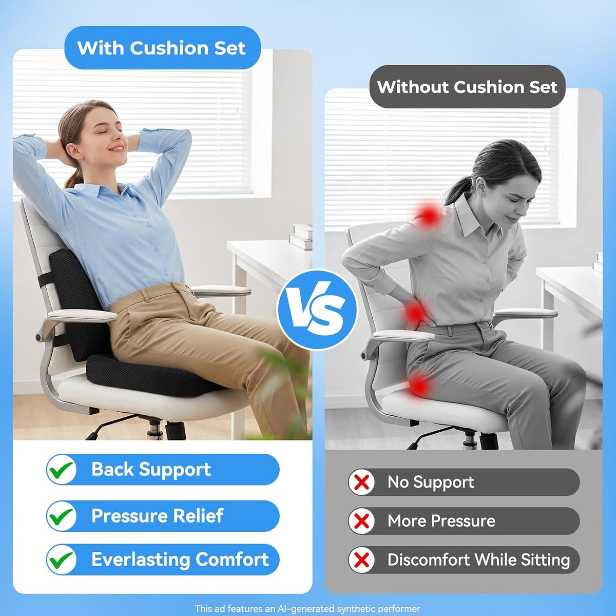 Car Seat Cushion,Memory Foam Office Chair Lumbar Support Pillow