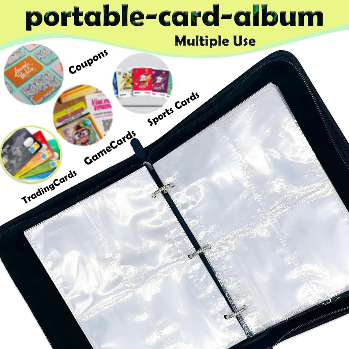 Skiennix Premium Zip Trading Card Binder - 4 Pocket Collectible Album for MTG & TCG Sports Cards (400 Pocket)