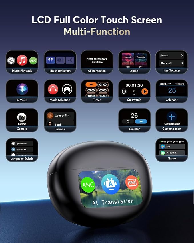 AI Translation Earbuds Real Time, 199 Language Translator Earbuds, 4 ANC Mic