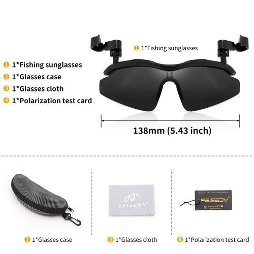 FEISEDY Polarized Clip On Sunglasses,Clip Cap Sports Sunglass, UV400 Protection for Mens Womens Fishing Cycling Hiking B0356