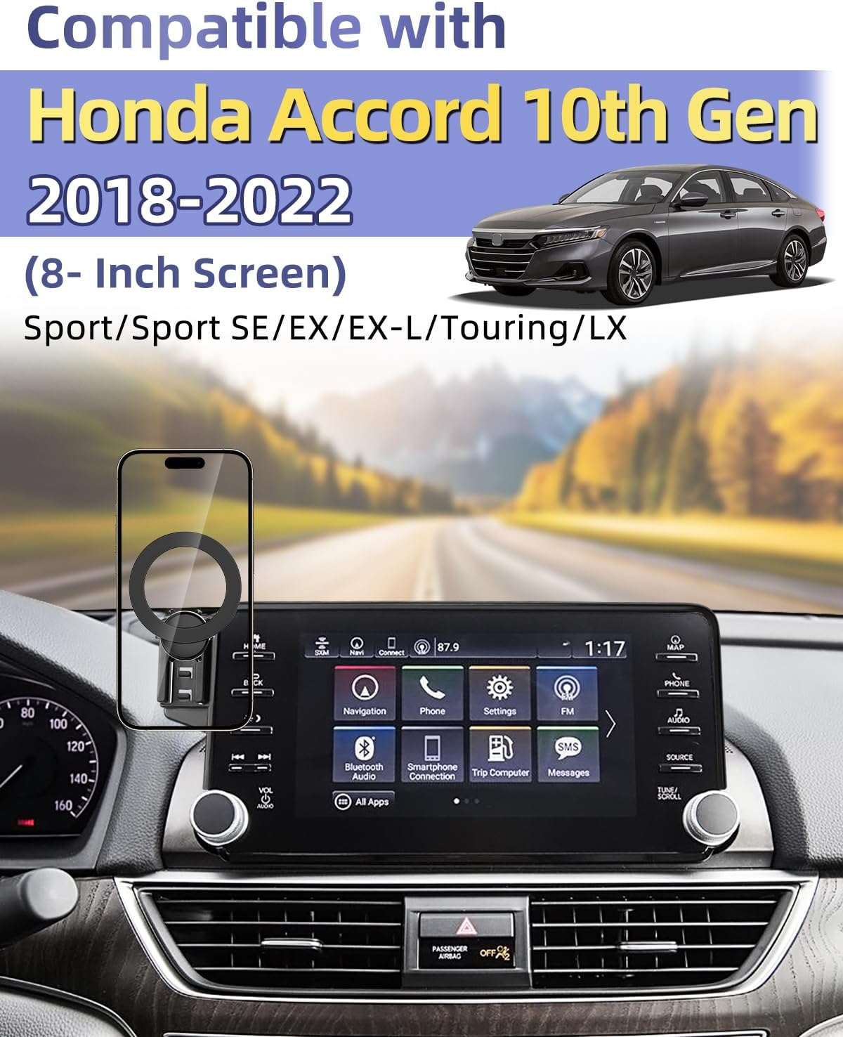 PZK Car Phone Mount for 10th Gen Honda Accord 2018-2022 8-inch Screen