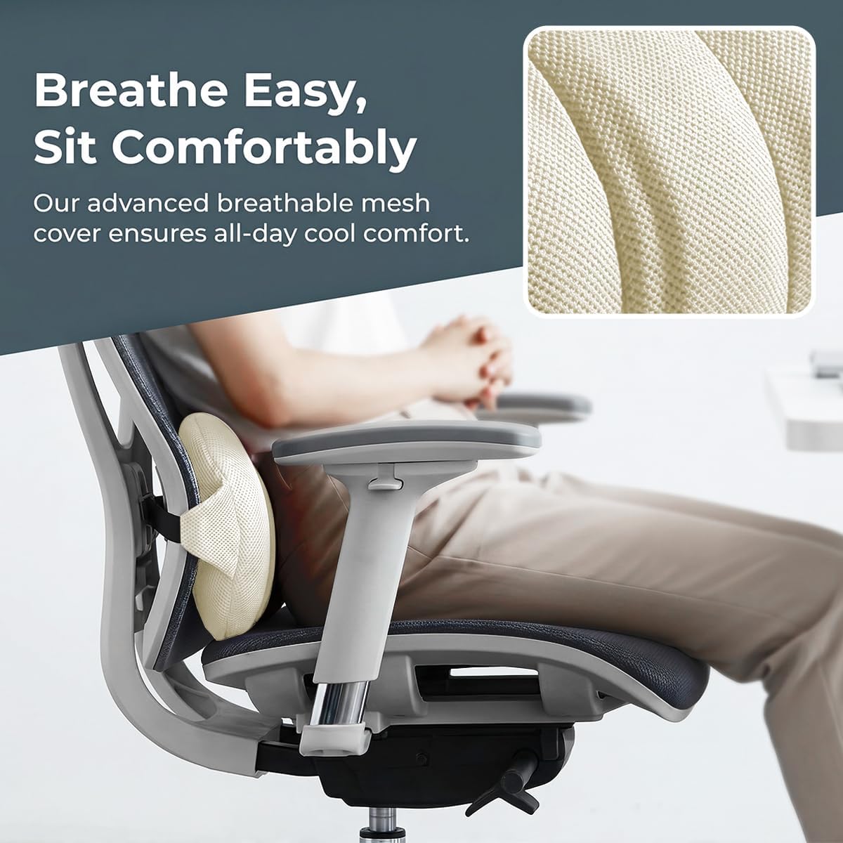 Car Lumbar Support Pillow, Memory Foam Vehicle Seat Lower Back Support Cushion with Adjustable Strap, Auto Seat Lumbar Pillow Accessories for Driving Pain Relief, Universal Fit (Beige)