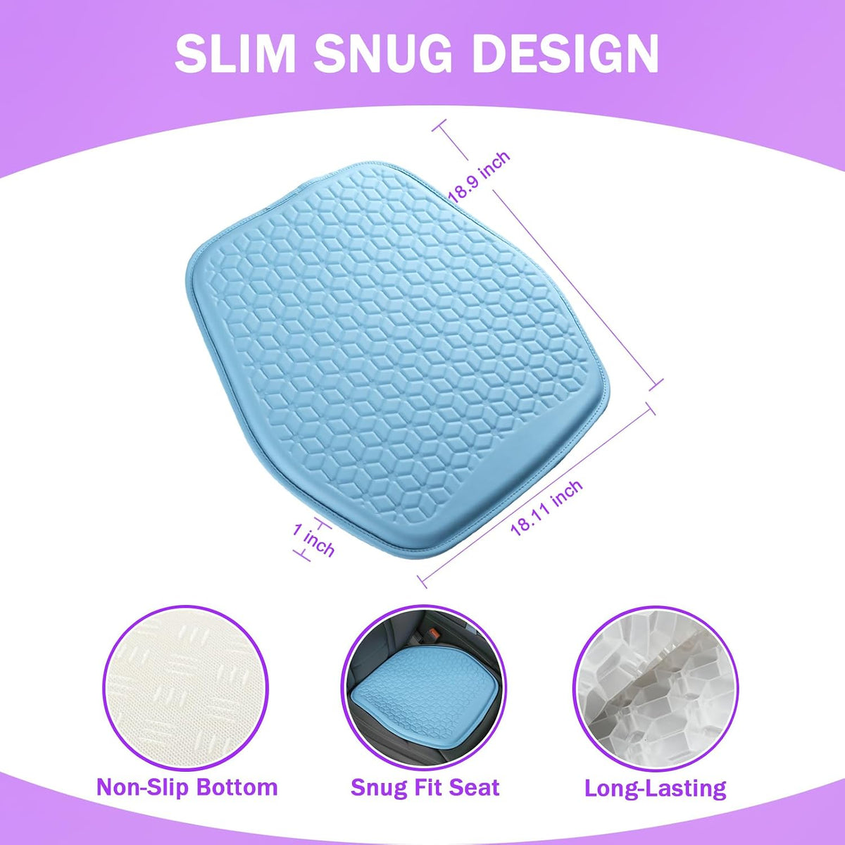 Thin Cool Gel Seat Cushion PU Leather for Car Seat Office Chair