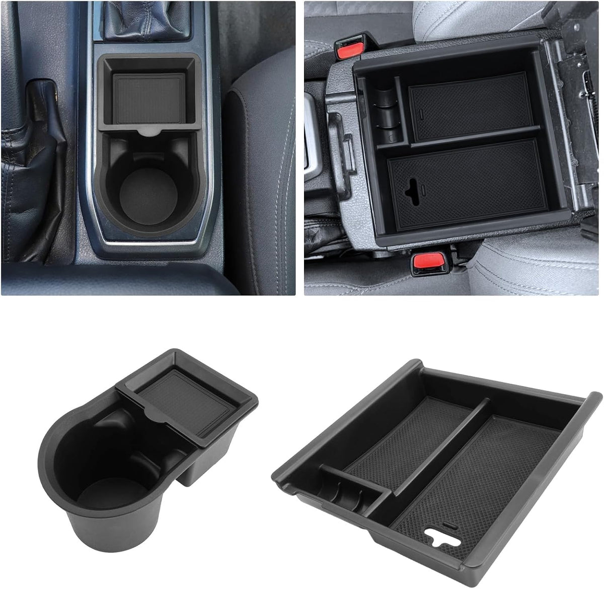 for 2PCS Center Console Coin Box Organizer&Water Cup Holder Insert ABS Materials Compatible with 2016-2023 Toyota Tacoma