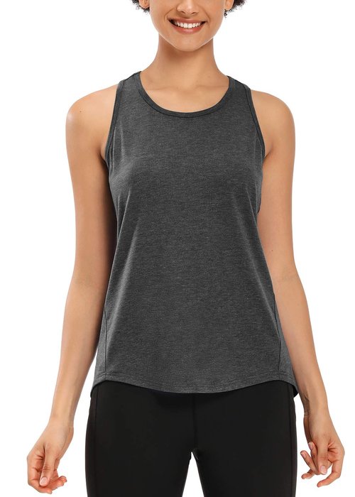 Muzniuer Workout Tank Tops for Women Yoga Tops for Women Racerback Tank Exercise Athletic Gym Sport Shirts Running Tank Top Darkgray M