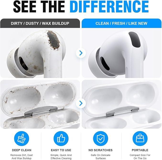Hyashee Cleaner Kit for AirPods Pro 3/2/1, 3-in-1 Earbud Cleaning Pen