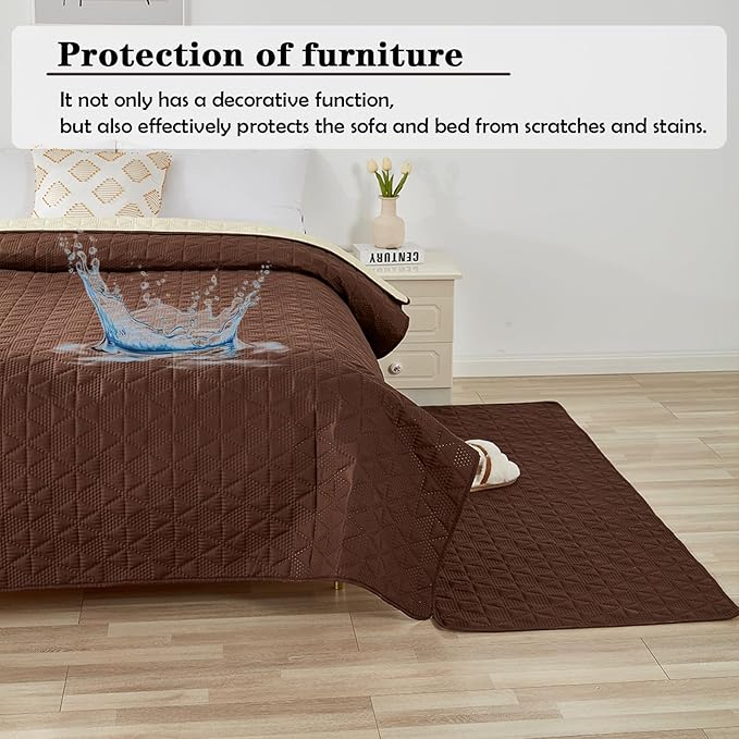 Waterproof Dog Bed Cover Pet Blanket, Soft Pet Couch Covers for Sofa Washable, Bed Couch Sofa Furniture Protector for Puppy Cat Kids (Brown,170 * 210 CM)