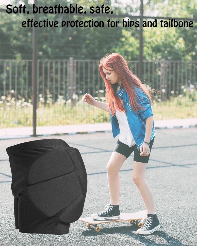 Reomoto Kids Hip Protection Pads Shorts Skiing Skating Snowboard Hip Protection Pads for Teenagers (Black, XL)