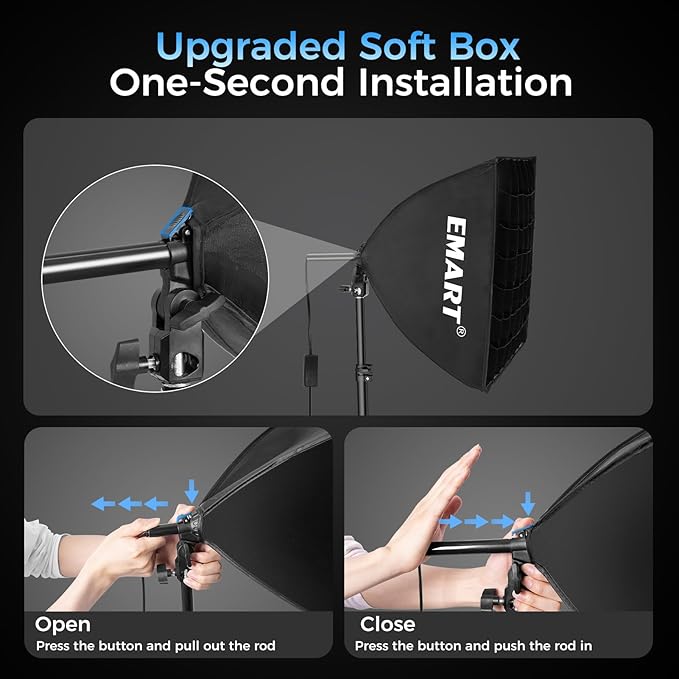 EMART Softbox Photography Lighting Kit, 50W 3000K-6000K LED Bulb
