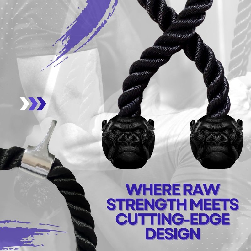 Trained Tricep Rope Pull Down Cable Gorilla Gripz, 27 Inch Rope Length, Easy to Grip & Non-Slip Cable Attachment for Gym Workout Exercise