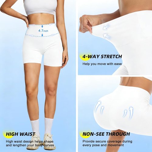 FULLSOFT High Waisted Biker Shorts for Women | Tummy Control Athletic Workout Yoga Shorts - 5" Length