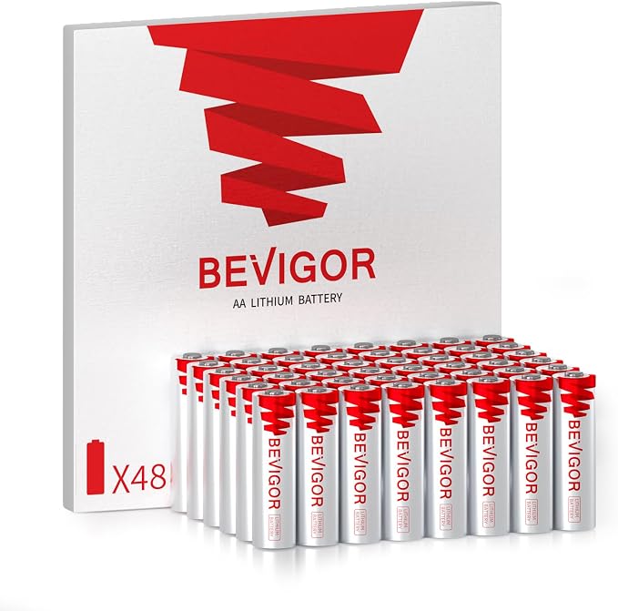 BEVIGOR Lithium AA Batteries 48 Pack, Long Lasting 1.5V AA Battery, 20-Year