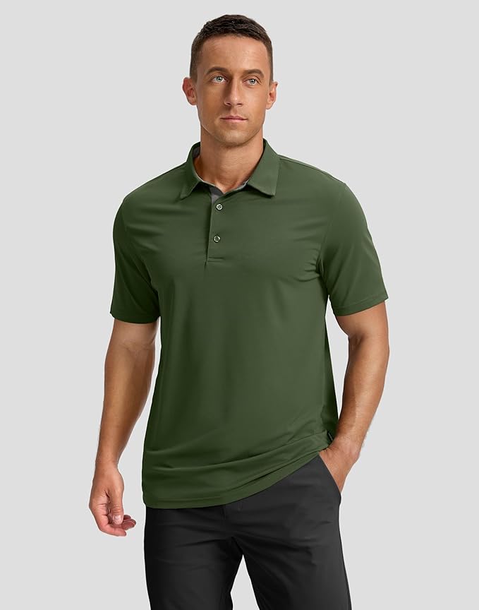 Men's Golf Shirts Dry Fit Moisture Wicking Performance Short Sleeve Collared Polo Shirts for Casual Athletic Business