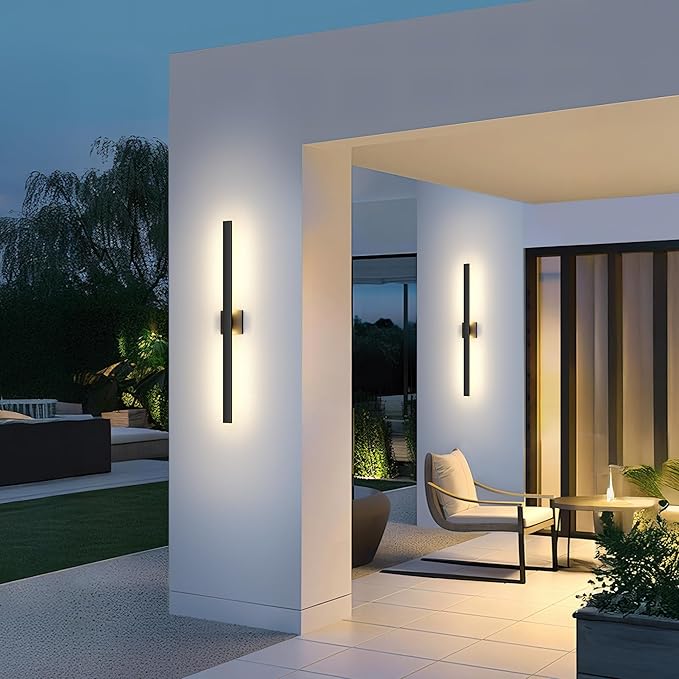 LamQee 39.4 Inch Aluminum Long Outdoor Modern LED Wall Light 3000K 2300LM, Slim Linear Exterior Lighting Fixtures Wall Mount, Waterproof Black Outside Sconce for House Porch Patio Garage Door Yard