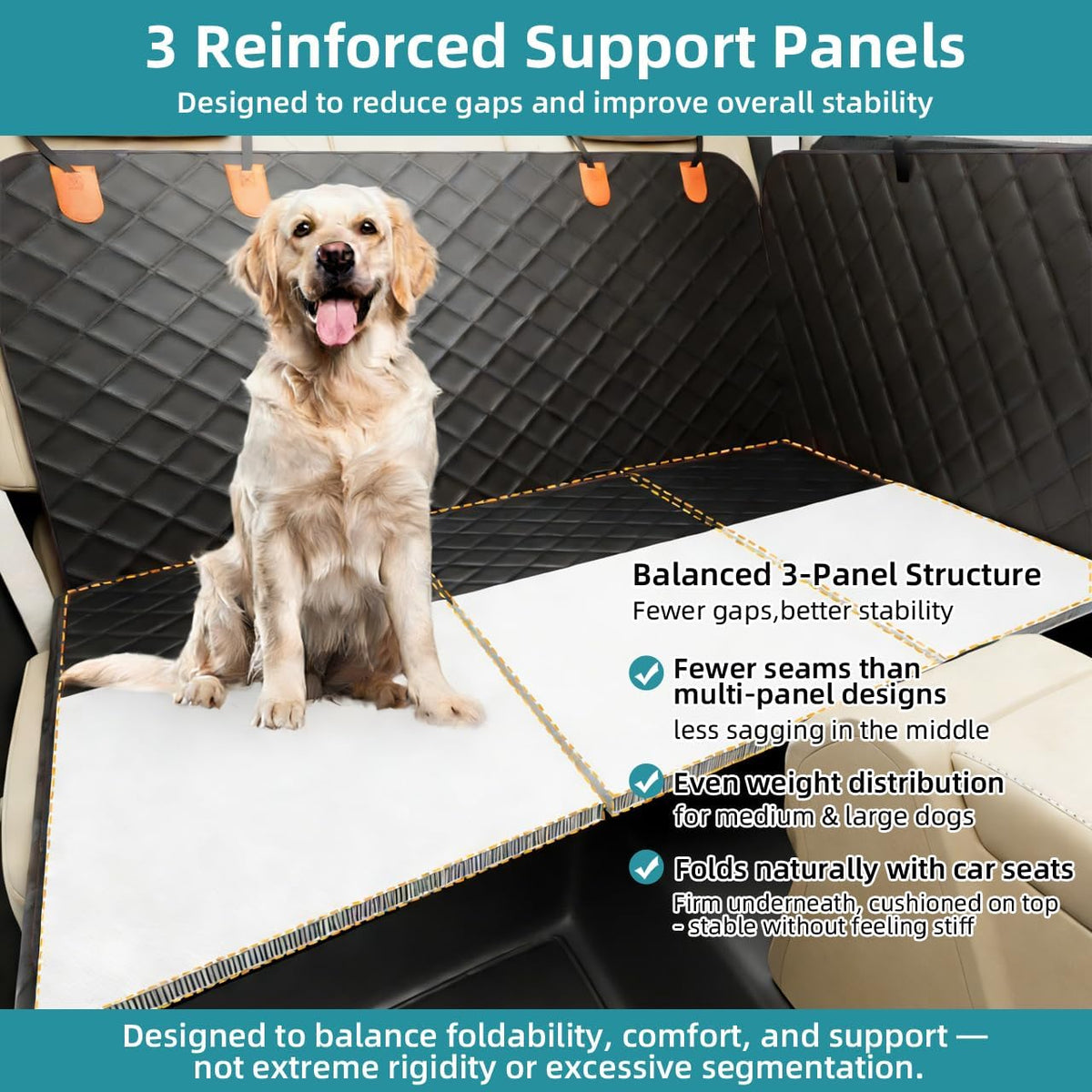Bark Lover Dog Car Seat Cover for Back Seat – Heavy Duty Back Seat Extender for Dogs with Hard Bottom, 7-Layer Protection, Non-Slip & Scratchproof, Easy to Install (Black)