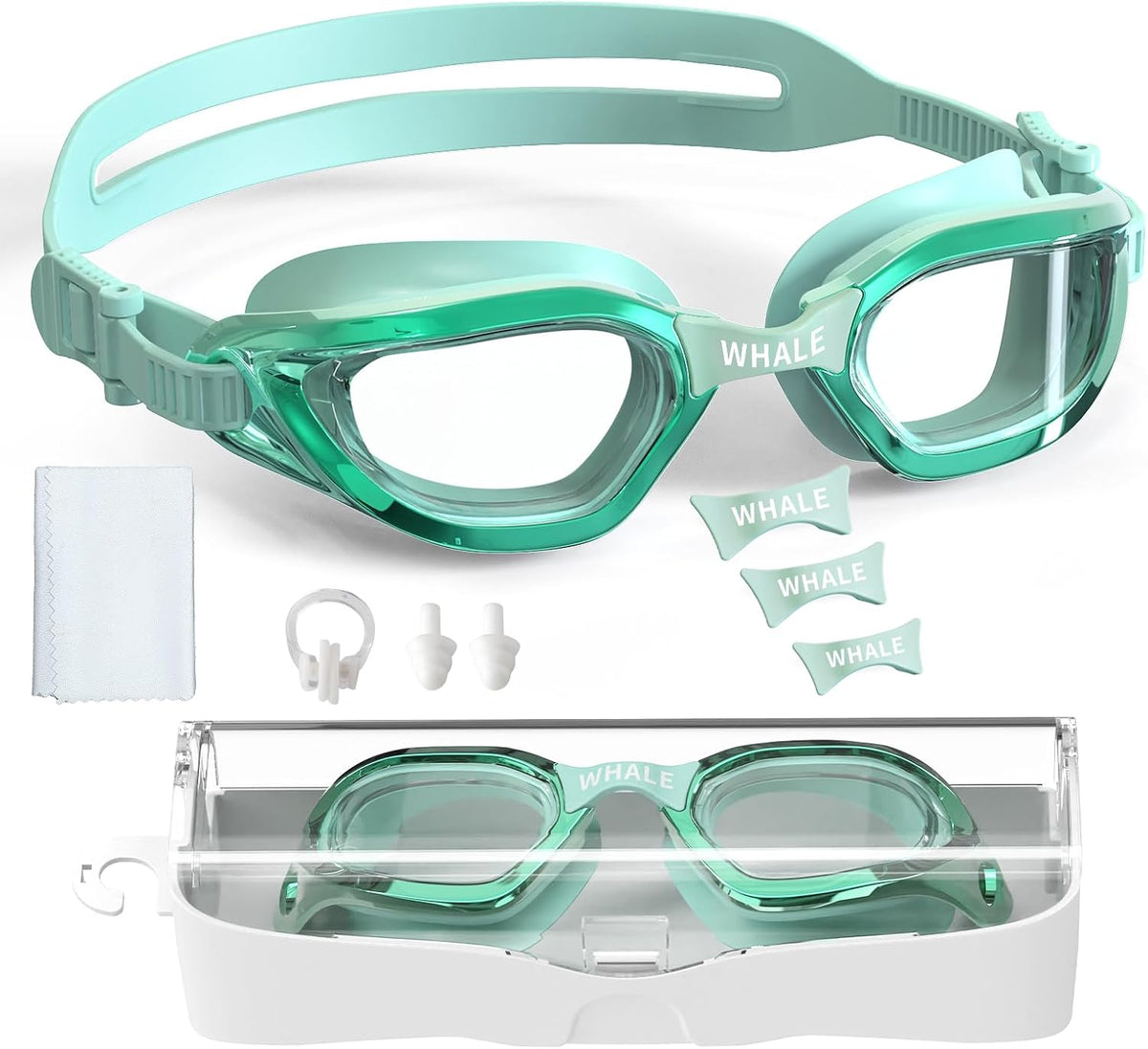 Whale Kids Swim Goggles - Anti-Fog & UV Protection | Adjustable Youth Goggles for Ages 6-14