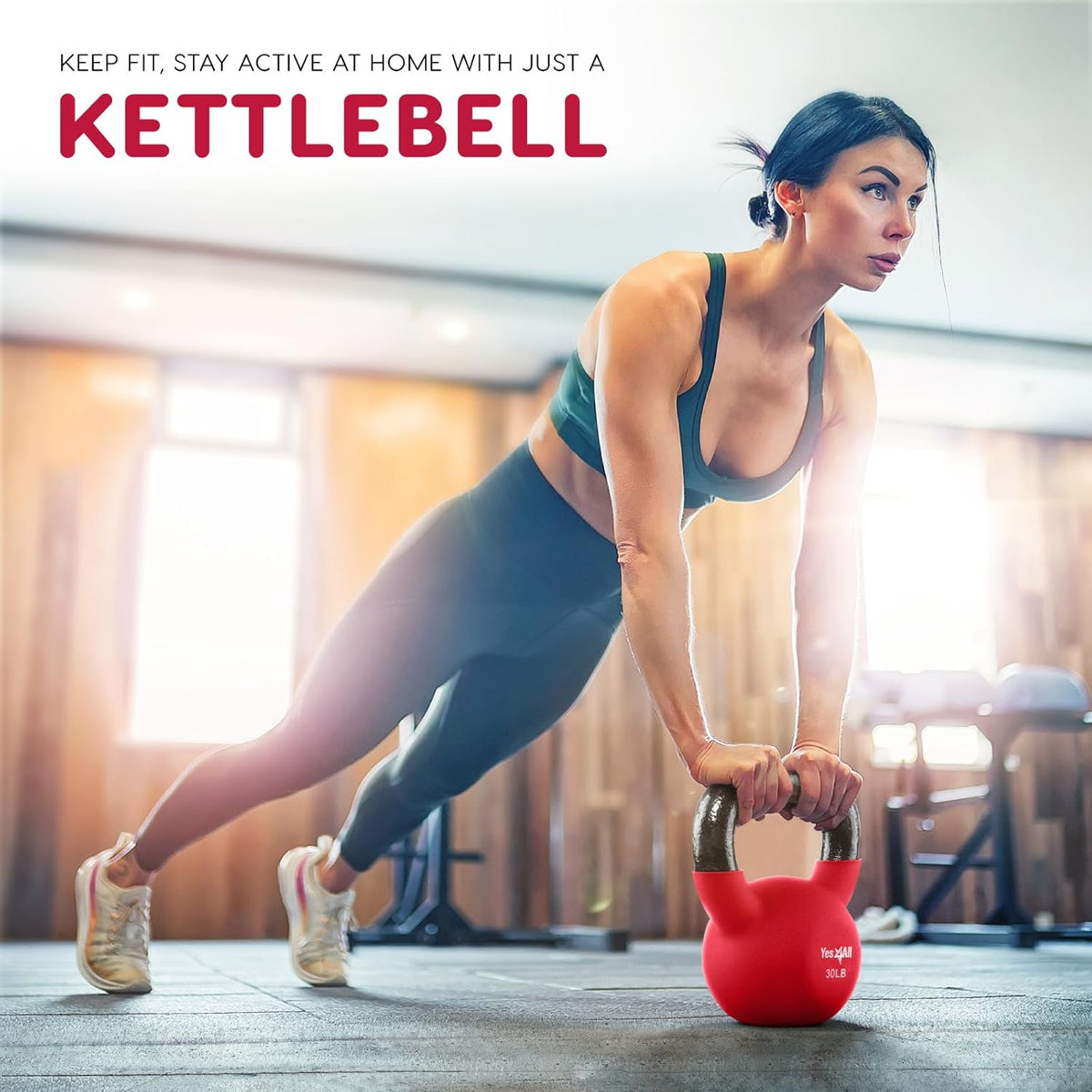 Yes4All Kettlebell - Neoprene Coated Cast Iron for Home Gym | 5-65 LB with Wide Grip Handle & Flat Bottom