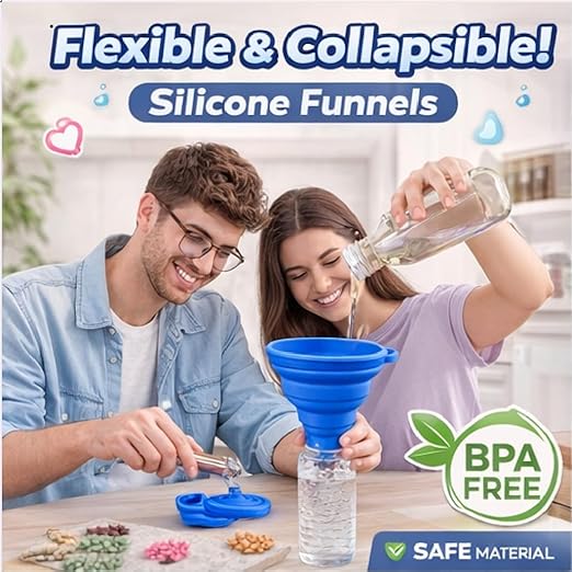 3PCS Silicone Funnel Set, Flexible Rubber Kitchen Funnels for Filling Bottles, Small Medium Large Food Grade Funnel for Essential Oils, Spices, Powder, Cooking, Liquid, Perfume, Flask