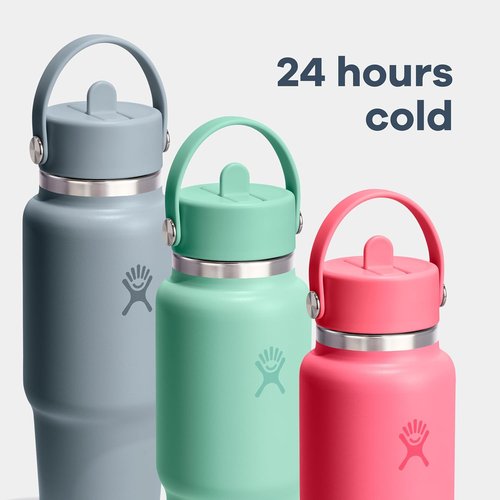 Hydro Flask Travel Water Bottle - Insulated Stainless Steel - 32 Oz Popstar Pink with Wide Straw Lid