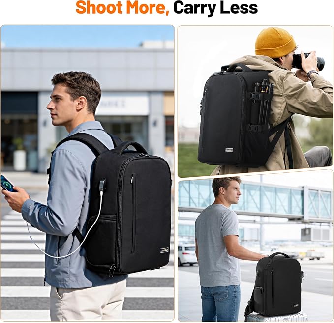 Cwatcun DSLR Camera Backpack，Large DSLR Camera Bag
