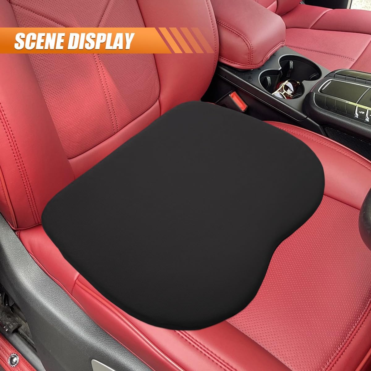 2 in 1 Wedge Car Cushion and Lumbar Support Pillow for Driving, Memory Foam Automotive Seat Booster Cushion, Non-Slip Vehicle Seat Pad for Car, Home, Office(Black)